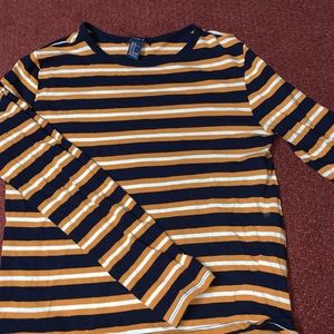 Forever 21 Striped Cropped Long Sleeve Shirt
